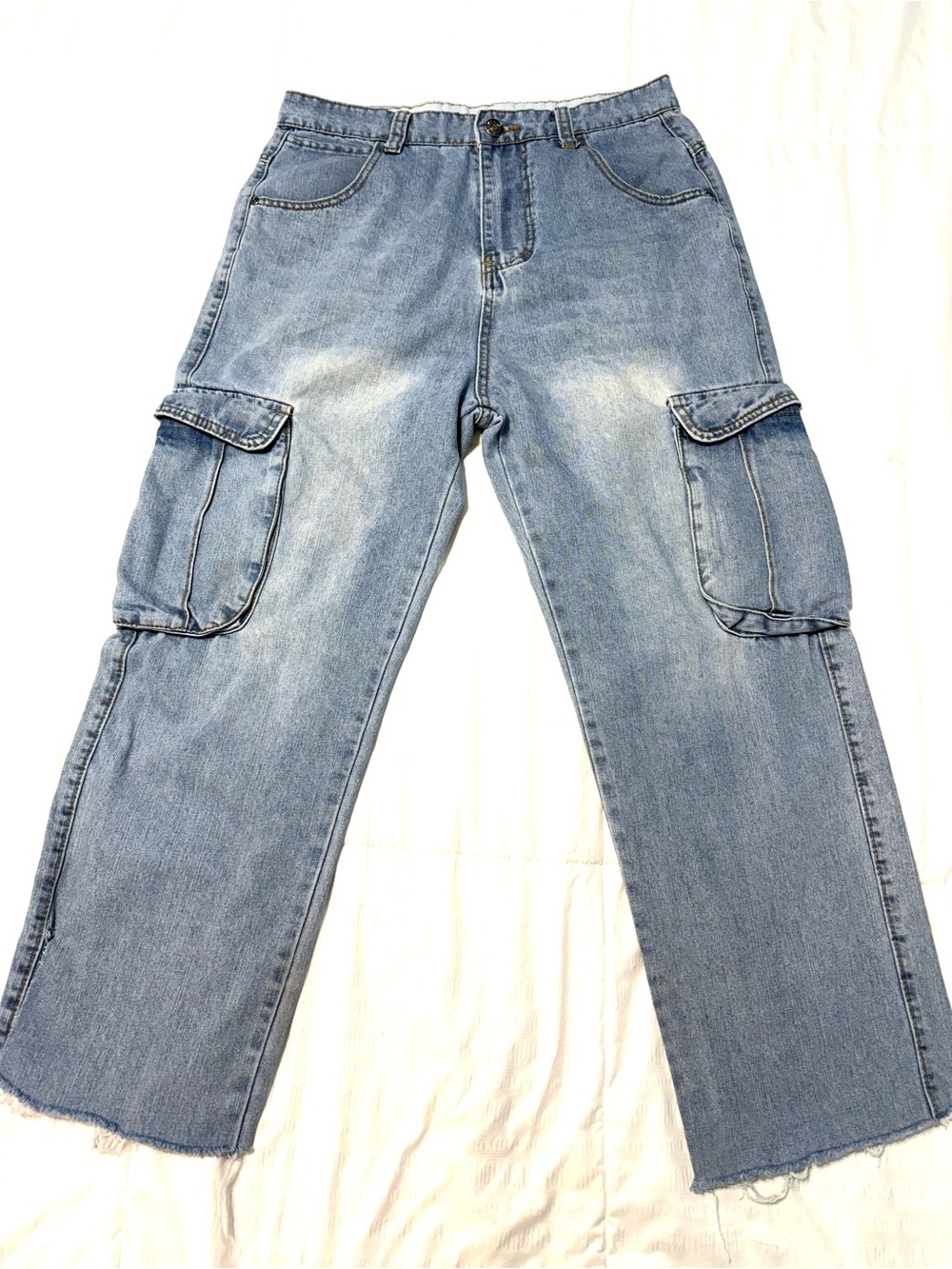 Relaxed Light Blue Cargo Jeans for Men